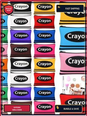 Set of 24 Canvas Makeup Bags Crayon Zipper Pouch Teacher Gift